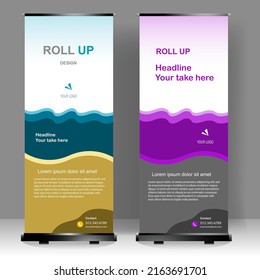 Vertikale Banner-Roll-up-Vorlage Design, für Broschüren, Business, Flyer, Infografiken. moderne x-banner- und Flaggenbanner-Werbung. Vektorgrafik