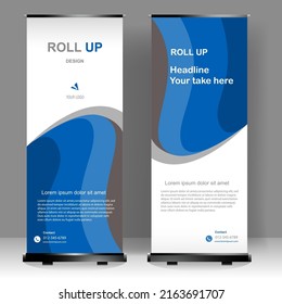 Vertical banner Roll up template design, for brochure, business, flyer, infographics. modern x-banner and flag-banner advertising. vector illustration