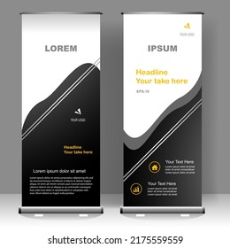 Banner vertical Diseño de plantilla Roll up, para folletos, negocios, volante, infografías. moderna publicidad de x-banner y banner. ilustración vectorial