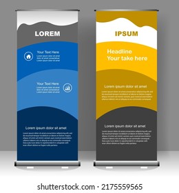 Vertical banner Roll up template design, for brochure, business, flyer, infographics. modern x-banner and flag-banner advertising. vector illustration