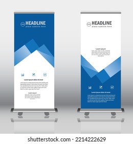 Vertical banner roll up template design, for brochure, business, flyer, infographics. modern x-banner and flag-banner advertising. vector illustration