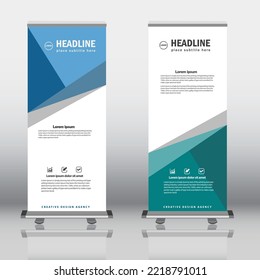 Vertical banner roll up template design, for brochure, business, flyer, infographics. modern x-banner and flag-banner advertising. vector illustration