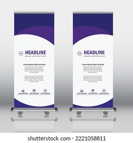 Vertical banner roll up template design, for brochure, infographics. modern x-banner and flag-banner advertising. vector illustration