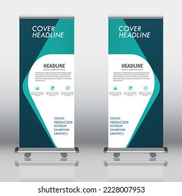 Vertical banner roll up template design, for brochure, business, flyer, infographics. modern x-banner and flag-banner advertising. vector illustration