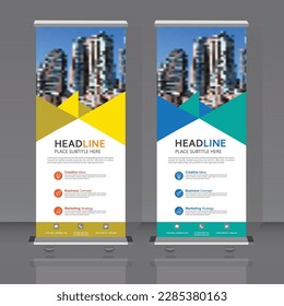Diseño de plantilla de pancartas verticales para folletos, negocios, volantes, infografías. moderna publicidad de x-banner y banner. ilustración vectorial