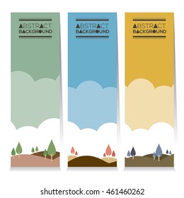 Vertical Banner Set Of Three Graphic Natural Theme Vector Illustration