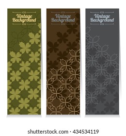 Vertical Banner Set Of Three Vintage Graphic Theme Vector Illustration