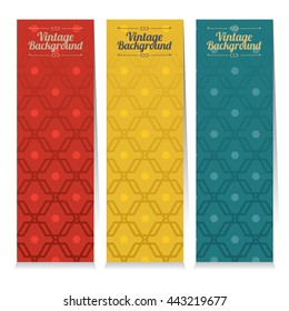 Vertical Banner Set Of Three Vintage Graphic Theme Vector Illustration
