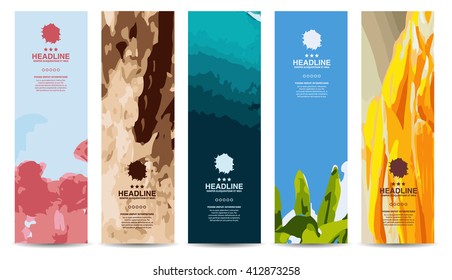Vertical banner set. Vector illustration. Nature design. Vector. Isolated.
