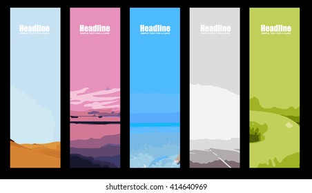 Vertical banner set. Vector illustration. Nature design. Vector. Isolated.