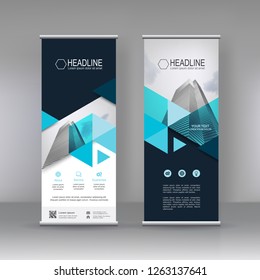 Vertical banner stand template design. can use for brochure flyer, covers ,infographics ,vector abstract geometric background, modern x-banner and flag-banner advertising design element