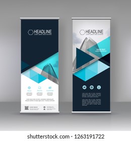 Vertical banner stand template design. can use for brochure flyer, covers ,infographics ,vector abstract geometric background, modern x-banner and flag-banner advertising design element