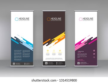 Vertical banner stand template design. can use for brochure flyer, covers,  infographics, vector abstract geometric background, modern x-banner and flag-banner advertising design element