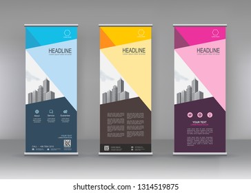 Vertical banner stand template design. can use for brochure flyer, covers, infographics, vector abstract geometric background, modern x-banner and flag-banner advertising design element
