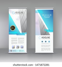 Vertical banner stand template design. vector abstract geometric background, modern x-banner and flag-banner advertising design. can use for brochure, flyer, covers, annual report and print template 