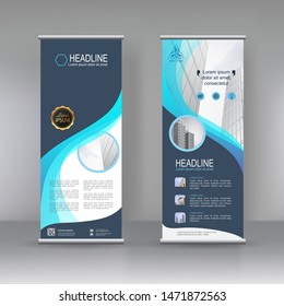 Vertical banner stand template design. vector abstract geometric background, modern x-banner and flag-banner advertising design. can use for brochure, flyer, covers, annual report and print template 