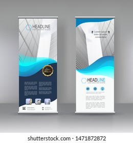 Vertical banner stand template design. vector abstract geometric background, modern x-banner and flag-banner advertising design. can use for brochure, flyer, covers, annual report and print template 