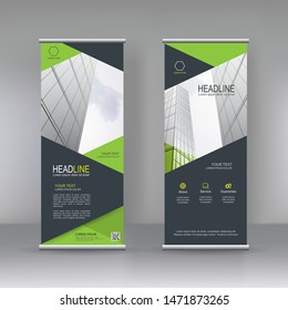 Vertical banner stand template design. vector abstract geometric background, modern x-banner and flag-banner advertising design. can use for brochure, flyer, covers, annual report and print template 