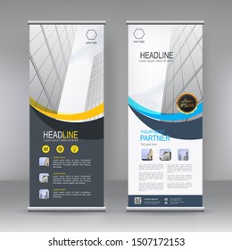 Vertical banner stand template design. can use for brochure flyer, covers ,infographics ,vector abstract geometric background, modern x-banner and flag-banner advertising design element