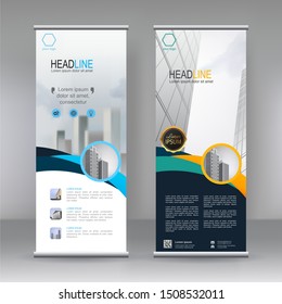 Vertical banner stand template design. can use for brochure flyer, covers ,infographics ,vector abstract geometric background, modern x-banner and flag-banner advertising design element