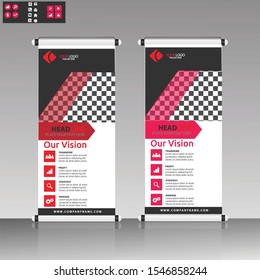 Vertical banner stand template design, brochure flyer, covers ,infographics ,vector abstract geometric background, modern x-banner and flag-banner advertising design element.

