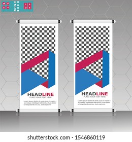 Vertical banner stand template design. can use for brochure, flyer, covers ,infographics ,vector abstract geometric background, modern x-banner and flag-banner advertising design element.

