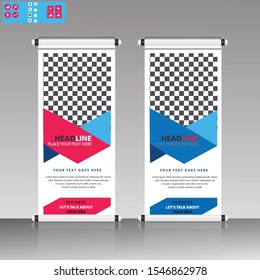 Vertical banner stand template design, brochure flyer, covers ,infographics ,vector abstract geometric background, modern x-banner and flag-banner advertising design element.


