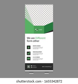 Vertical banner stand template design. can use for brochure flyer, covers ,infographics ,vector abstract geometric background, modern x-banner and flag-banner advertising design element