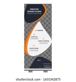 Vertical banner stand template design. can use for brochure flyer, covers ,infographics ,vector abstract geometric background, modern x-banner and flag-banner advertising design element