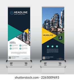 Vertical banner stand template design. can use for brochure flyer, covers ,infographics ,vector abstract geometric background, modern x-banner and flag-banner advertising design element