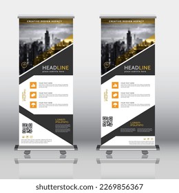 Vertical banner stand template design. vector abstract geometric background, modern x-banner and flag-banner advertising design. can use for brochure, flyer, covers, annual report and print template