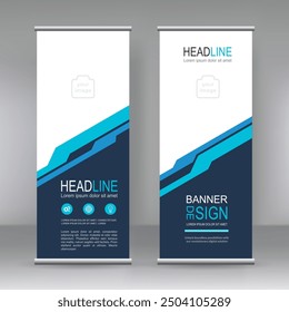 Vertical banner stand template design. can use for brochure flyer, covers ,infographics ,vector abstract geometric background, modern x-banner and flag-banner advertising design element