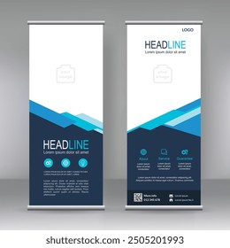 Vertical banner stand template design. can use for brochure flyer, covers ,infographics ,vector abstract geometric background, modern x-banner and flag-banner advertising design element