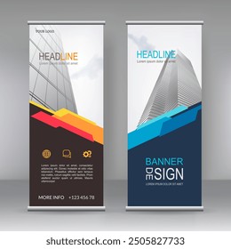 Vertikale Banner Ständer Schablone Design. kann für Broschüre Flyer, Cover, Infografiken, Vektorgrafik abstrakten geometrischen Hintergrund, moderne x-Banner und Fahne-Banner-Werbung Design-Element verwenden