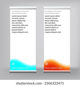 Vertical banner stand template design. can use for brochure flyer, covers ,infographics ,vector abstract geometric background, modern x-banner and flag-banner advertising design element