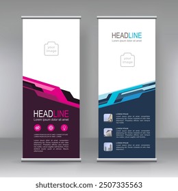 Vertikale Banner Ständer Schablone Design. kann für Broschüre Flyer, Cover, Infografiken, Vektorgrafik abstrakten geometrischen Hintergrund, moderne x-Banner und Fahne-Banner-Werbung Design-Element verwenden