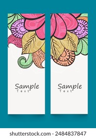 Anuncio de Vertical o conjunto de póster Standee decorado con adornos florales y Espacio para texto.