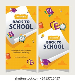 Vertical banner or stories social media template about education