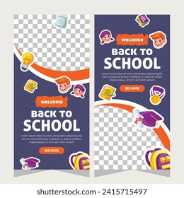 Vertical banner or stories social media template about education