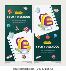 Vertical banner or stories social media template about education