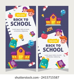 Vertical banner or stories social media template about education