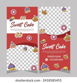 Vertical banner of sweet cupcakes vector design