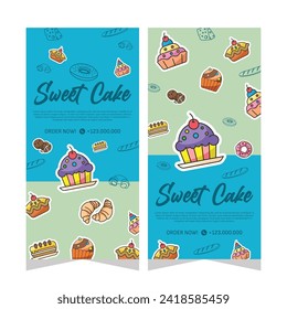 Vertical banner of sweet cupcakes vector design