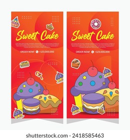 Vertical banner of sweet cupcakes vector design