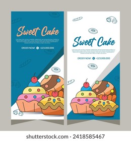 Vertical banner of sweet cupcakes vector design