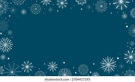 Vertical banner template with border of snowflakes and snow. Blank template for winter flyer, greeting card or invitation. Vector graphic