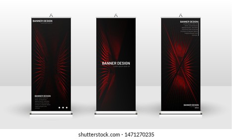 Vertical banner template design. can be used for brochures, covers,  publications, etc. wavy lines vector red and black background.