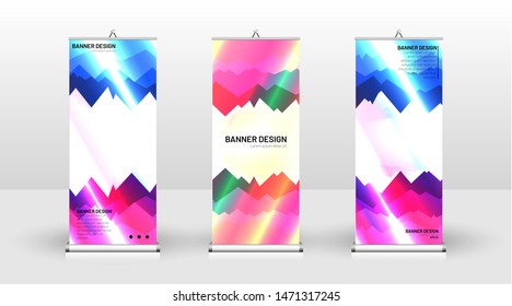 Vertical banner template design. can be used for brochures, covers, publications, etc. futuristic background patterns geometric concepts, colorful creative designs