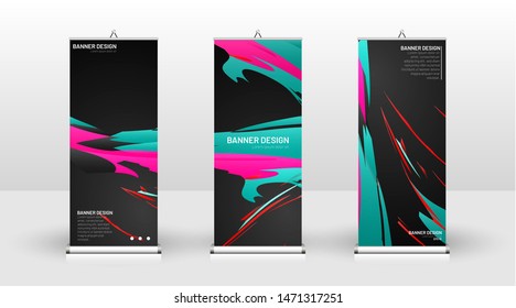 Vertical banner template design. can be used for brochures, covers, publications, etc. Colorful wave splash vector background design.