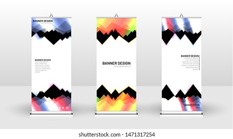 Vertical banner template design. can be used for brochures, covers, publications, etc. futuristic background patterns geometric concepts, colorful creative designs